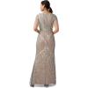 Adrianna Papell Womens Beaded Gown with Fringe(Sterling/Nude)