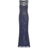 Adrianna Papell Women’s Beaded Gown with Mermaid Skirt(Light Navy)