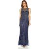 Adrianna Papell Women’s Beaded Gown with Mermaid Skirt(Light Navy)