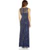 Adrianna Papell Women’s Beaded Gown with Mermaid Skirt(Light Navy)