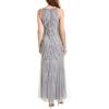 Adrianna Papell Women’s Beaded Halter Gown, Silver Mist, 4