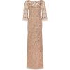 Adrianna Papell Womens Beaded Illusion Column Gown(Rose Gold)