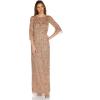 Adrianna Papell Womens Beaded Illusion Column Gown(Rose Gold)