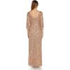 Adrianna Papell Womens Beaded Illusion Column Gown(Rose Gold)