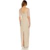 Adrianna Papell Womens Beaded Long Column Gown(Biscotti)