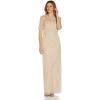 Adrianna Papell Womens Beaded Long Column Gown(Biscotti)