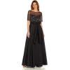 Adrianna Papell Womens Beaded Mesh and Taffeta Gown(Black)
