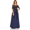 Adrianna Papell Womens Beaded Mesh and Taffeta Gown(Navy)