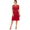Adrianna Papell Womens Beaded Midi Dress(Cranberry)