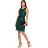 Adrianna Papell Womens Beaded Sheath Short Dress(Gem Green)