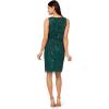 Adrianna Papell Womens Beaded Sheath Short Dress(Gem Green)