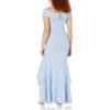 Adrianna Papell Women’s Crepe Ruffle Gown(Elegant Sky)