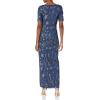 Adrianna Papell Women’s Draped Metallic Jacquard Gown(Deep Ocean)