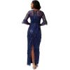 Adrianna Papell Womens Long 3D Floral Sequin Gown(Light Navy)