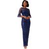 Adrianna Papell Womens Long 3D Floral Sequin Gown(Light Navy)