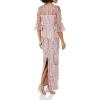 Adrianna Papell Womens Long 3D Floral Sequin Gown(Mauve)