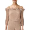 Adrianna Papell Womens Metallic Rosette Jumpsuit(Champagne Gold)