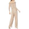 Adrianna Papell Womens Metallic Rosette Jumpsuit(Champagne Gold)