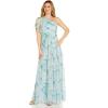 Adrianna Papell Women’s One Shoulder Long Dress(Spring Green Multi)