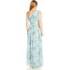 Adrianna Papell Women’s One Shoulder Long Dress(Spring Green Multi)