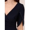 Adrianna Papell Womens Pearl Trim Knit Crepe Gown(Midnight)