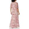 Adrianna Papell Womens Printed Beaded Mesh Long Gown(Blush Multi)