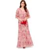 Adrianna Papell Womens Printed Beaded Mesh Long Gown(Blush Multi)