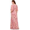 Adrianna Papell Womens Printed Beaded Mesh Long Gown(Blush Multi)