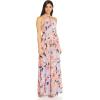 Adrianna Papell Womens Printed Chiffon Halter Gown(Opal/Coral Multi)