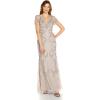 Adrianna Papell Women’s V-Neck Beaded Gown(Marble)