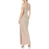 Aidan Mattox Women’s Crew Neck Beaded Gown(Taupe)