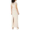 Aidan Mattox Women’s Short Sleeve Beaded Illusion Gown(Champagne)