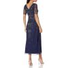 Women’s Beaded Sleeve Ankle Dress(Light Navy)