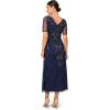 Women’s Beaded Sleeve Ankle Dress(Light Navy)