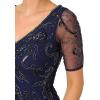 Women’s Beaded Sleeve Ankle Dress(Light Navy)
