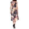 Women’s V-Neck Cap Sleeve Pleated Dress(Pink)