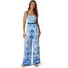 ADRIANNA PAPELL PRINTED JUMPSUIT(Blue/White)
