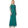 Adrianna Papell Women’s Cold Shoulder Bead Gown(Vivid Emerald)