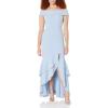 Adrianna Papell Women’s Crepe Ruffle Gown(Elegant Sky)