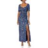 Adrianna Papell Women’s Draped Metallic Jacquard Gown(Deep Ocean)