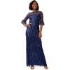 Adrianna Papell Womens Long 3D Floral Sequin Gown(Light Navy)