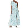 Adrianna Papell Women’s One Shoulder Long Dress(Spring Green Multi)