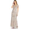 Adrianna Papell Women’s V-Neck Beaded Gown(Marble)