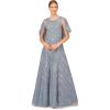 Aidan Mattox Womens Beaded A-line Gown(Vintage Blue)