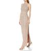 Aidan Mattox Women’s Crew Neck Beaded Gown(Taupe)