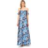 Aidan Mattox Womens Off The Shoulder Jacquard Gown(Blue Multi)