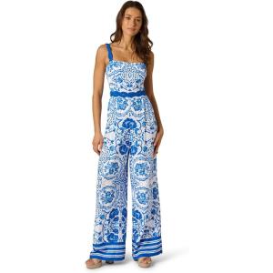 ADRIANNA PAPELL PRINTED JUMPSUIT(Blue/White)
