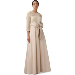 Adrianna Papell Womens Beaded Bodice Taffeta Gown(Cashmere)