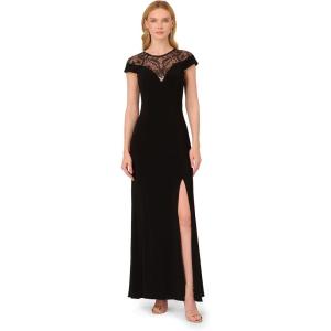 Adrianna Papell Womens Beaded Jersey Gown(Black)