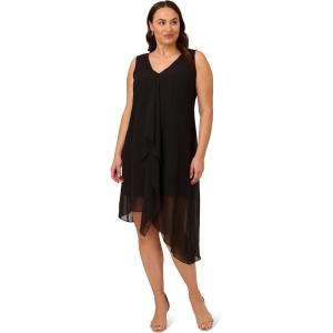 Adrianna Papell Women’s Chiffon Jersey Dress, Black